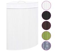 Laundry Basket Corner Bamboo White 52.3x37x65 cm Woven Fabric 60L Collapsible XL