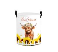 Laundry Basket Cow Sunflower Baby Laundry Basket for Girls Boys Women Personalised Name Laundry Hamper Custom Waterproof Collapsible Dirty Clothes Storage Toys Dolls Large Organizer