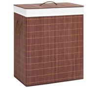 Laundry Basket Dark Brown Bamboo 100 L 52x32x62.5cm Removable Liner Collapsible