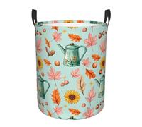 Laundry Basket Fallen Leaves In Autumn Pattern Dirty Clothes Hamper Fashion Round Laundry Hamper Storage Washing Basket For Bathroom Bedroom Home