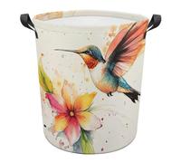 Laundry Basket Flower Plants, Vintage Flower Bird,Animal Round Laundry Hamper Lightweight Dirty Clothes Hamper Collapsible Washing Basket For College Dorm Room Bathroom 34X42Cm