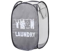 Laundry basket, foldable laundry basket with durable handle pop-up, portable mesh laundry bag with handle, perfect for family, children's room, university dormitory travel (black with pattern)