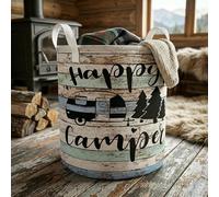 Laundry Basket Foldable With Handles Tote Bag Waterproof Oxford Cloth Funny Laundry Hamper Clothes Storage Bucket Toy Organizer 43L For Bathroom/Laundry/Bedroom (Camping, 43L)