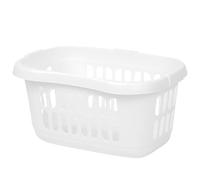 Laundry Basket for Linen & Clothes - 60L Large Plastic Washing Basket with Handles - Easy to Carry Laundry Hamper - Oval Wash Bin for Home, Bathroom & Utility Room (1, White)
