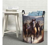 Laundry Basket Freestanding Laundrys Hamper Horses Laundry Baskets Dirty Clothes Hamper for Laundrys Circular Storage Basket Collapsible Storage Bag for Bedroom