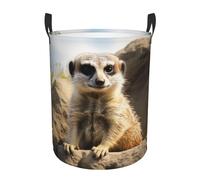 Laundry Basket Freestanding Meerkat Animal Laundry Hamper Collapsible Tall Clothes Hamper with Handles Dirty Clothes Basket for Dorm Bedroom Travel Camping Bathroom Baskets