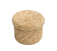 Laundry Basket Grass Hand-woven Storage Basket With Lid Weaving Snack Sundries Cosmetics Storage Box Household Storage for home use(B 18CM)