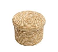 Laundry Basket Grass Hand-woven Storage Basket With Lid Weaving Snack Sundries Cosmetics Storage Box Household Storage for home use(C 16CM)