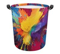 Laundry Basket Hamper Colorful Paint Splatter Art Waterproof Dirty Clothes Hamper Collapsible Washing Bin Clothes Bag with Handles Freestanding Laundry Hamper for Bathroom Bedroom Dorm Travel