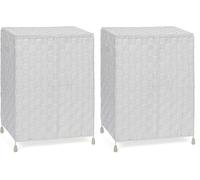 Laundry Basket Hamper- Washing Bin with Lid & Insert Handle for Easy Carrying - Convenient Storage Organizer Box for Clothes, Toys -White - by Arpan (White) (Pack of 2)