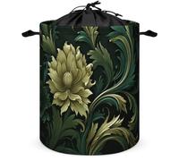 Laundry Basket Hamper Waterproof Dirty Clothes Hamper Dark Green And Green Style Collapsible Washing Bin Clothes Bag with Handles Freestanding Laundry Hamper for Bathroom Bedroom Dorm Travel