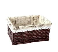 Laundry Basket Handmade Rattan Storage Baskets Household Items Snacks Fruit Debris Laundry Finishing Willow Storage Basket for home use(Color12,36x26x14cm)
