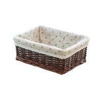 Laundry Basket Handmade Rattan Storage Baskets Household Items Snacks Fruit Debris Laundry Finishing Willow Storage Basket for home use(Color08,36x26x14cm)