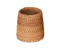 Laundry Basket Handmade Rattan Storage Box Cosmetic Pen Holder Tea Ceremony Accessories Tableware Storage Decoration Household Storage Basket for home use(Round bottom)