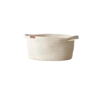 Laundry Basket Handmade Woven Dirty Laundry Basket Foldable Cosmetic Storage Bucket Handle Cotton Linen Storage Baskets Clothes for home use(Small)