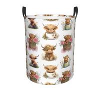 Laundry Basket Highland Cow Kitten Large Foldable Dirty Clothes Hamper Waterproof Storage Basket Portable Collapsible Laundry Hamper with Handles for Bedroom Bathroom Nursery Toy Bin (style3, M)