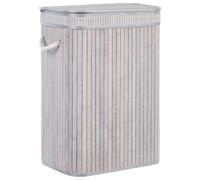 Modern Bamboo Basket Laundry Bin with Removable Lid and Handles Grey Kalutara