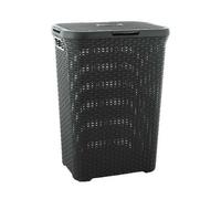 Laundry Basket Large Hamper Handle Lidded Lid Cover 40L / 60L Rattan Style Solid