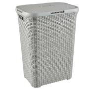 Curver laundry basket 60L 45x34x62 cm, laundry basket, laundry hamper basket, rattan style, square, light grey