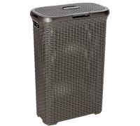 Laundry Basket Large Natural Rattan Style Hamper Handle Lidded Cover 40L / 60L