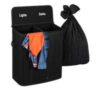 Relaxdays Bamboo laundry bin with 2 compartments