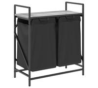 vidaXL Laundry Basket 3 Compartments with Shelf Grey Sonoma