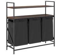 vidaXL Laundry Basket 3 Compartments with Shelves Brown Oak