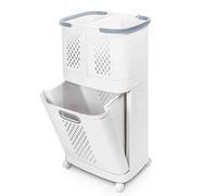 Laundry Basket, Layered Design, Above Two Small Storage Baskets, Bottom Half of Closed Design, Multifunctional Dirty Clothes Basket with Shelves for Bathroom, College Dorm