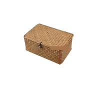 Laundry Basket Manual Woven Storage Basket Lid Debris Consolidation Box Sorting Jewelry for home use(L 29X19X12CM)