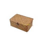 Laundry Basket Manual Woven Storage Basket Lid Debris Consolidation Box Sorting Jewelry for home use(M 26X16x10CM)