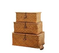 Laundry Basket Manual Woven Storage Basket Lid Debris Consolidation Box Sorting Jewelry for home use(XL 32CM)