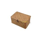Laundry Basket Manual Woven Storage Basket Lid Debris Consolidation Box Sorting Jewelry for home use(S 23x13x8CM)