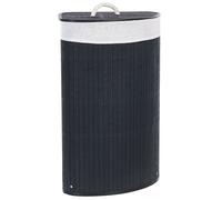 Beliani Basket Matara Bamboo Wood Black, Black