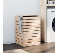 Laundry Basket Natural Pine Wood 44x44x66 cm Large Square Lid Untreated