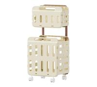 Laundry Basket on Wheels, Foldable Laundry Basket for Shower Room - Double Compartment Foldable Rolling Laundry Basket for Closet, Bathroom, Bedroom and Apartment