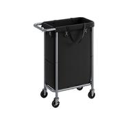 SONGMICS Laundry Basket on Wheels, Laundry Hamper, 23.8 Gallons (90L), Removable Liner, Steel Frame with Handle, Large Linen Storage, 61 x 29 x 81 cm, Ink Black RLS003B01