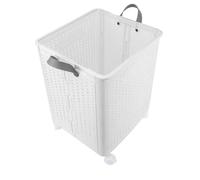 Laundry Basket on Wheels, Laundry Basket Trolley with Handle,Collapsible Rolling Laundry Hamper, Foldable Clothes Organizer Laundry Hamper for Laundry Room Bedroom Bathroom (White)