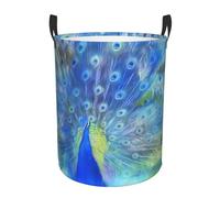 Laundry Basket Peacock Clothes Bin Hamper Storage Washing Bin Waterproof Laundry Baskets For Toys In Bedroom Home Kids 40X50Cm