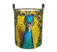 Laundry Basket Peacock Printing Clothes Hamper Durable Round Clothes Storage Baskets Waterproof Round Laundry Hamper For Bedroom Home Room S