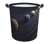 Laundry Basket Planets, Universe,Galaxy Washing Basket Lightweight Round Laundry Hamper Collapsible Dirty Clothes Hamper For Room College Dorm Bathroom 34X42CM
