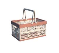 Laundry Basket Plastic Foldable Storage Basket Organizer Sundries Snack Toys Storage Basket Desktop Camping Crate Folding Box Kitchen Organizer for home use(Red-Big)