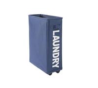 Laundry Basket Rolling Slim Laundry Basket Laundry Hamper with Wheels and Handle Foldable Clothes Storage Tall Laundry Basket for home use(DEEP BLUE)