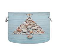 Laundry Basket, Rope Storage Basket Tropical Christmas Tree Shells Baby & Dog Toy Storage Baskets & Bin, Kid Laundry Hamper Blanket Basket