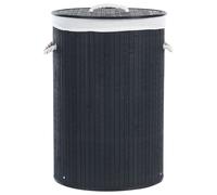 Beliani Basket Sannar Bamboo Wood Black, Black