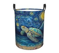 Laundry Basket Sea Turtle Shell Moon Dirty Clothes Hamper Waterproof Washing Basket Durable Round Laundry Hamper For Bedroom Room Home