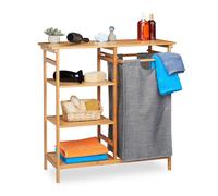 Laundry basket shelf bamboo storage rack Fabric Hamper Stand 4 shelves