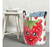 Laundry Basket Strawberry Clothes Bin Hamper Washing Clothes Hamper Round Laundry Baskets For Bathroom College Dorm Living Room 40X50Cm