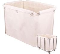 Laundry Basket Trolley Linen Cart on Wheels for Commercial, Industrial Laundry Hamper with Canvas Liner, Hospital Clothes Storage Cart, 100 Kg Load Laundry Baskets, 3 Colors,Grey,1*cloth bag