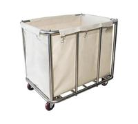 Laundry Basket Trolley on Wheels, Commercial Laundry Cart, Large Capacity Removable Bags for Efficient Housekeeping & Laundry Service, Stainless Steel Frame