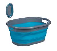 Laundry Basket Tub Drain Handles Foldable Portable Plastic Tub 21L Grey Clothes